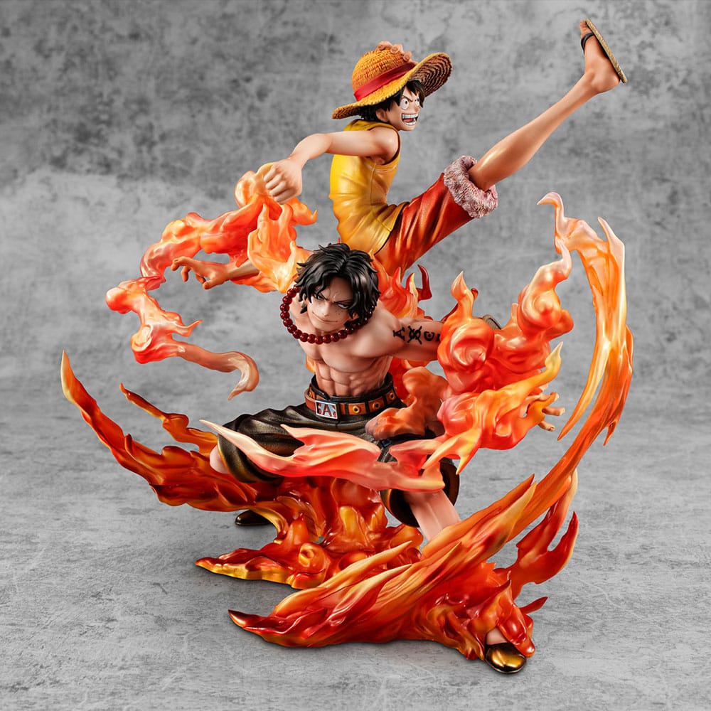 MEGAHOUSE One Piece P.O.P NEO-Maximum PVC Statue - Luffy & Ace Bond between brothers 20th Limited Ver. 25 cm