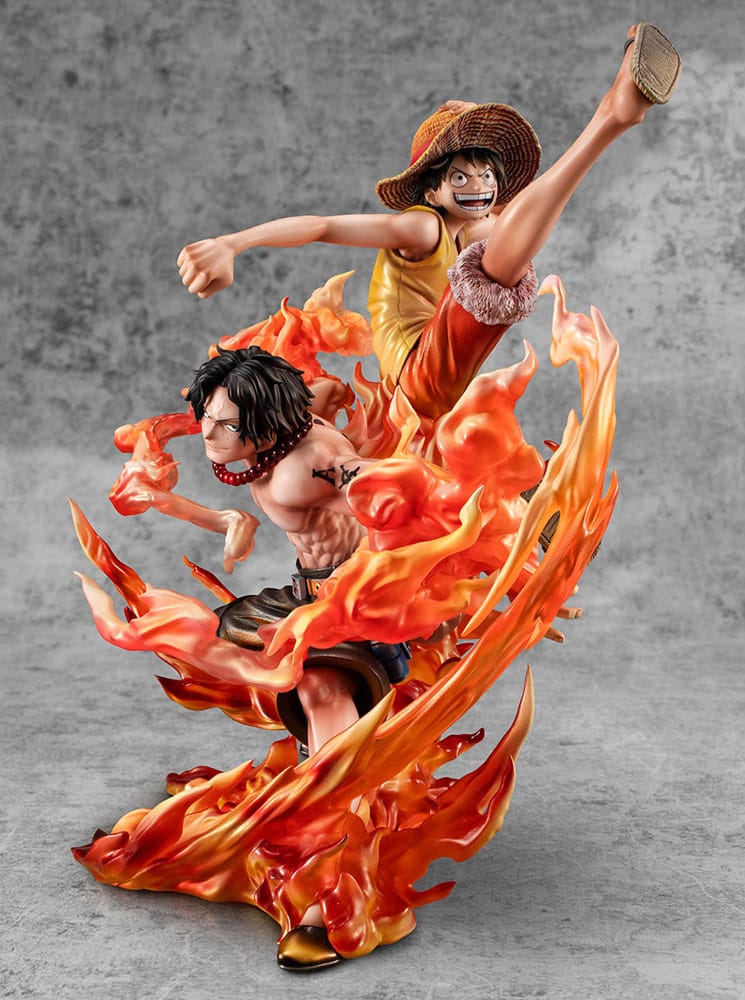 MEGAHOUSE One Piece P.O.P NEO-Maximum PVC Statue - Luffy & Ace Bond between brothers 20th Limited Ver. 25 cm - immagine 3